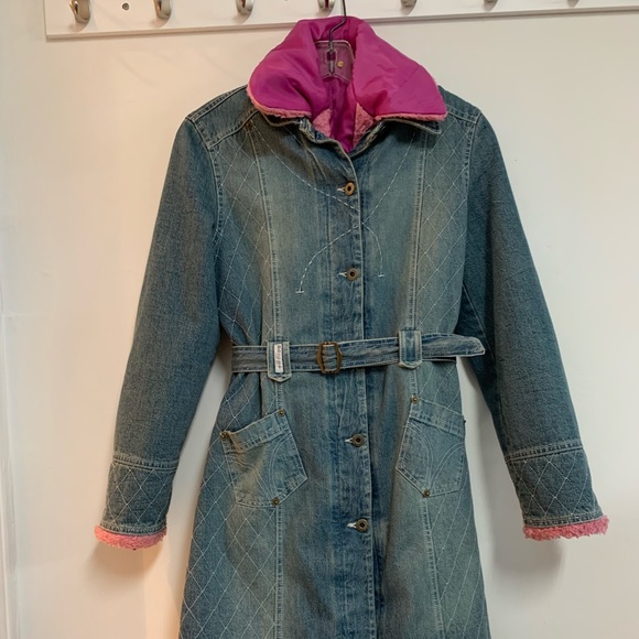 Dolce & Gabbana vintage DenimCoat with removable faux fur vest & Matching purse - Picture 11 of 14